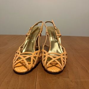 Dolce & Gabbana pale orange snakeskin strapped sandal sz 37.5